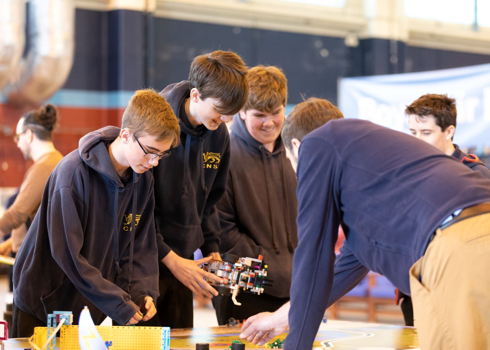 School children make models.
